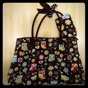 Large Brown Owl Diaper Bag or Tote